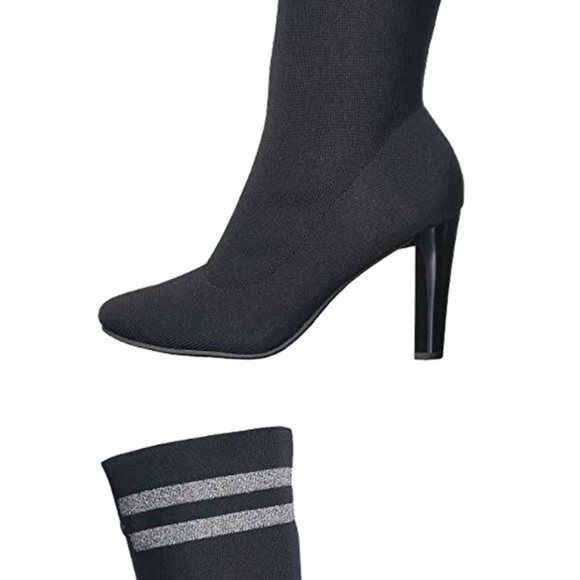 Like-New Knit/Sock Boots Stripes - Picture 4 of 11